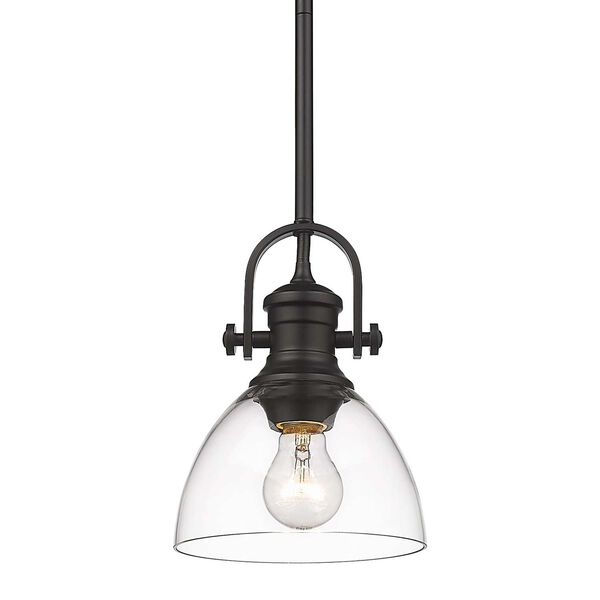 Hines Matte Black One-Light Mini Pendant with Clear Glass, image 1